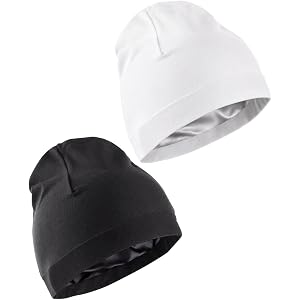 2 Pack Satin-Lined Skull cap, Light Weight, helmet liner, Hair Protection