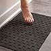 Bamboo Bath Mat for Bathroom - 24x16x0.3 Inch (LxWxH) - Black Coated, Stain Resistant, Foldable Bathmat - Ideal for Bathroom Floor Tub-Step Spa Sauna, and Underlay for Bath Rug