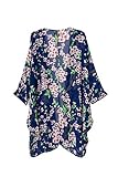 Vintage Women Floral Print Long Loose Kimono Cardigan Blouses Beach Cover Up