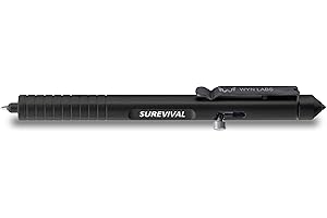 WYN LABS Surevival Pen - Tactical Survival Pen with Seatbelt Cutter, Tungsten Window Breaker, Telescoping Tip, Bolt-Action Mechanism for Military, Law Enforcement, Self-Defense, Emergency Rescue (Black)