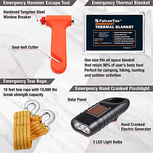 FalconTac Roadside Assistance Car Emergency Kit with Premium 12FT