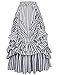 Gothic Steampunk Costume Show Ruffle Layered Skirt for Women Faldas de Mujer (Light Black-Grey & White,XL)