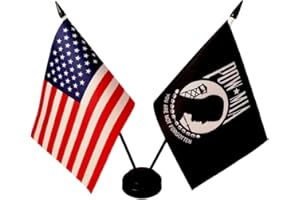 ZIGVERT America & Pow Mia Twin Desk Flag, U.S. Pow Mia and American Table Flag, 8 x 5 Inches - You are Not Forgotten Prisoner of War Flags Army Military Pow Flags