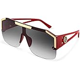 FEISEDY Square Oversized Sunglasses for Men Women, Flat Top Shield One Piece Lens Sun Glasses Shades B2765