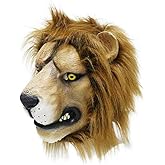 HENGYUTOYMASK Latex Full Head Safari Animal Lion Mask Halloween Party Fancy Dress Carnival Masks