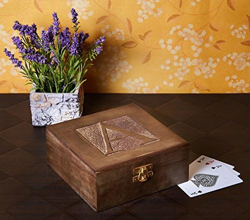 Handcrafted Wooden Double Playing Cards Holder Storage Box Mango Wood