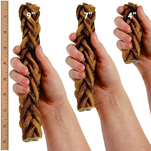 Monster Braided Bully Stick for Dogs (8 Pieces Per Stick!) Natural Low
