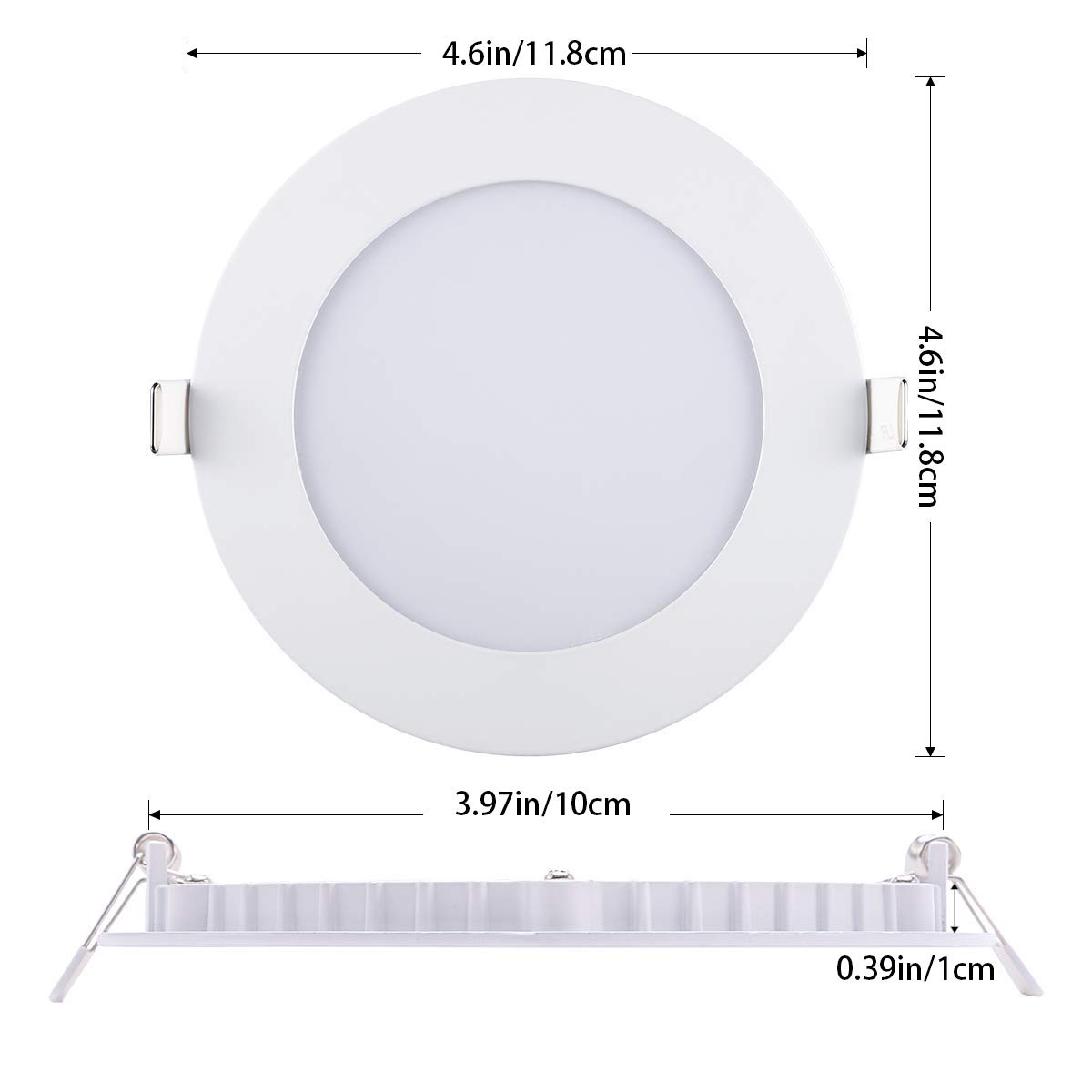 ECOWHO 6W 4 Inch Recessed Ceiling Lights with Junction Box, Dimmable Round LED Panel Lights, 480LM for Home Office Commercial Lighting (3000K Warm White)