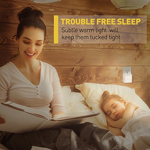 Plug In Night Light For Kids Nursery Room Dusk To Dawn Energy Efficient Warm White Lighting Lamp LED Projection for Children 2 Pack By Yello