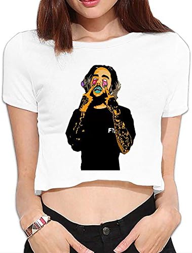 Gtaiquxin Suicide Boys Women's Midriff-Baring Short Sleeve T Shirt White