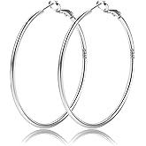 2mm Sterling Silver Big Hoop Earrings For Women - Large Hypoallergenic Circle Endless Thin Oversize Silver Hoops