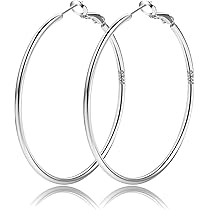Chic 925 Sterling Silver Big Hoop Earrings Minimalist Round