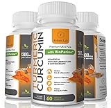 Turmeric Curcumin with Bioperine - Natural Pain Relief & Joint Support - Turmeric Supplement 95% Standardized Curcuminoids - Gluten Free, Non GMO- Turmeric with Black Pepper- Made in USA
