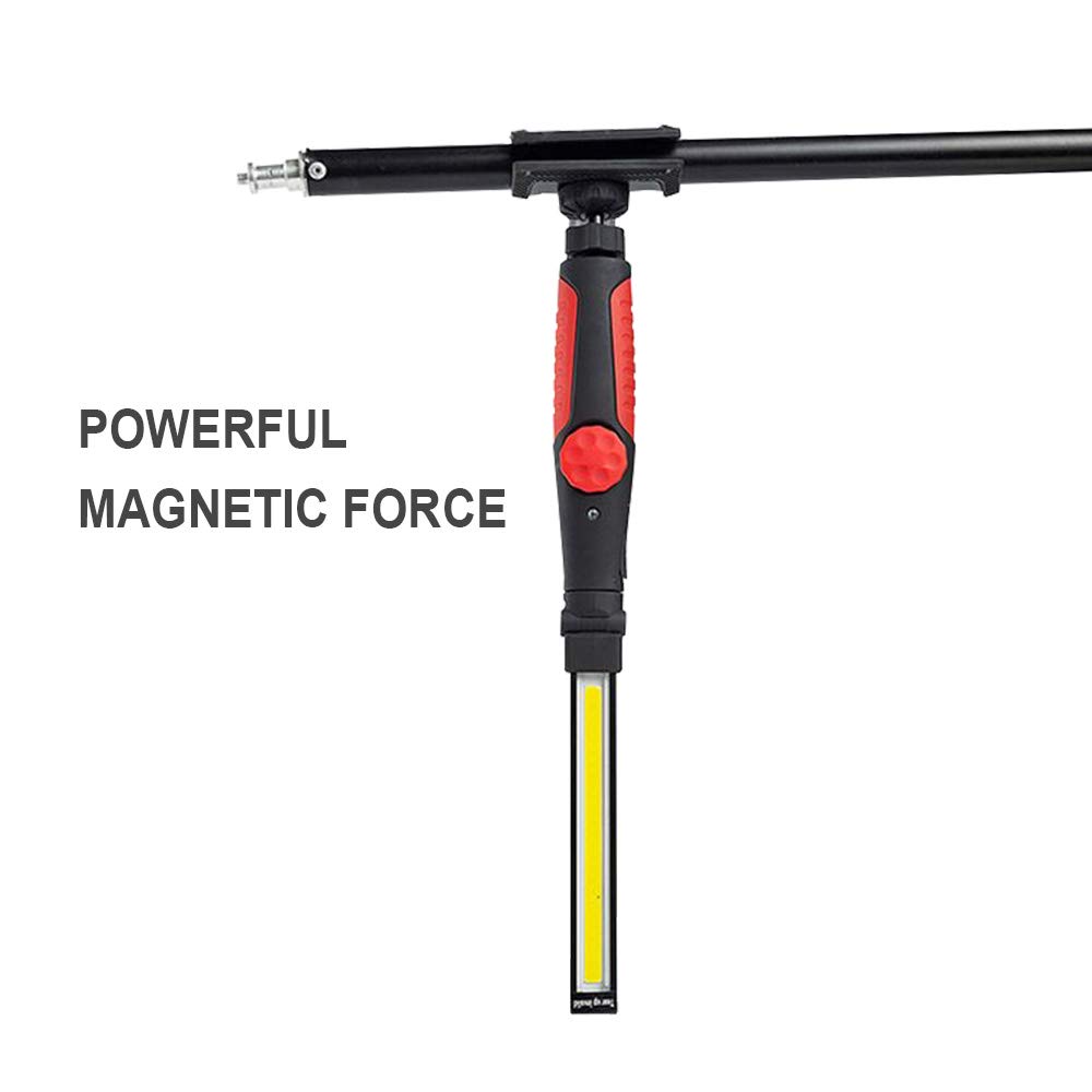 Newest USB Rechargeable Work Light, Peach Halves Cob Inspection Lamp With Magnetic Base&Rotary Switch, Portable Led Work Light For Car Repairing, Home Emergency, Workshop, Garage, Outdoor Camping(Red)