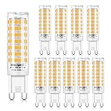 G9 LED Bulb Dimmable, Warm White, 6W Equivalent 40W, 50W, 60W Halogen, 3000K, 540LM Light, AC 120V CRI 82, G9 Base (10 Pack) by Eco.Luma