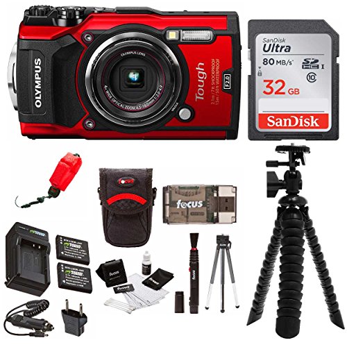 Olympus-Tough-TG-5-Digital-Camera-Red-w-32GB-SD-CARD-2-Spare-Batteries-Charger-Case-TripodMEGA-Bundle