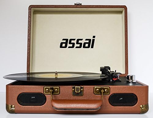 Vinyl LP Record Player Turntable with Built in Speakers (TAN)