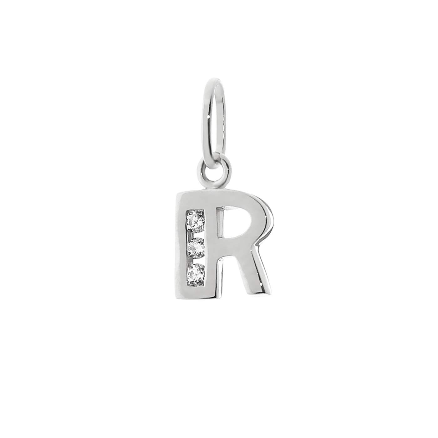 NKlaus letter R small pendant 925 sterling silver 8mm alphabet zirconia 9189