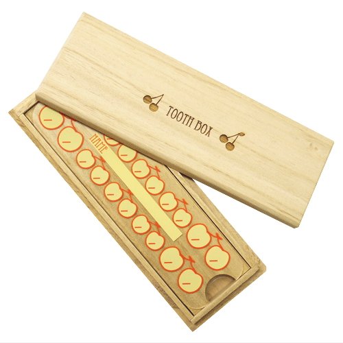 長方形乳歯ケース (さくらんぼ) 高級桐天然木使用商品画像