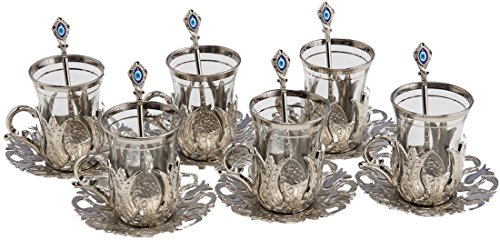 Set-of-6-Turkish-Style-Tea-Glasses-with-Brass-Holder-Saucer-and-Spoons-Set-Silver-Plated-24-Pieces-Decorated-Silver-by-BOSPHORUS