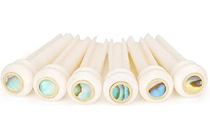 Miwayer Guitar Bone Bridge Pins Real Bone Replacement Parts for 6 & 12 String Acoustic Guitar (Big Abalone Dot)