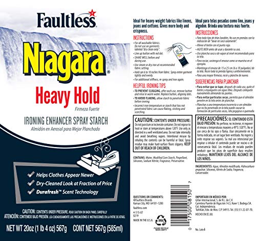 Heavy Starch Spray (20 oz, 12-Pack) - Niagara Heavy Hold Liquid Starch: Iron Aid Spray Pack for Clothes & Fabrics - Thumbnail 2