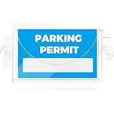 VKQTS Acrylic Car Parking Permit Holder with Suction Cups,Transparent Parking Pass Holder for Car Windshield Curved Design to Present Parkings Permit,Universal Cars Windshield Sticker Holders
