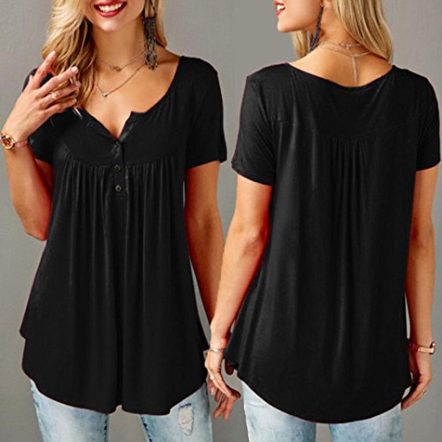 image for Paymenow Women V Neck Sexy Summer T Shirts Loose Short Sleeve Ruffled 