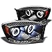 Xtune 2006-2008 Dodge Ram Twin Halo LED Projector Headlights Black Head Lights Lamp Pair Left+Right 2007