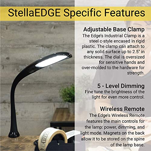 Stella Edge Premium 10W LED Desk Clamp Task Lamp White Adjustable