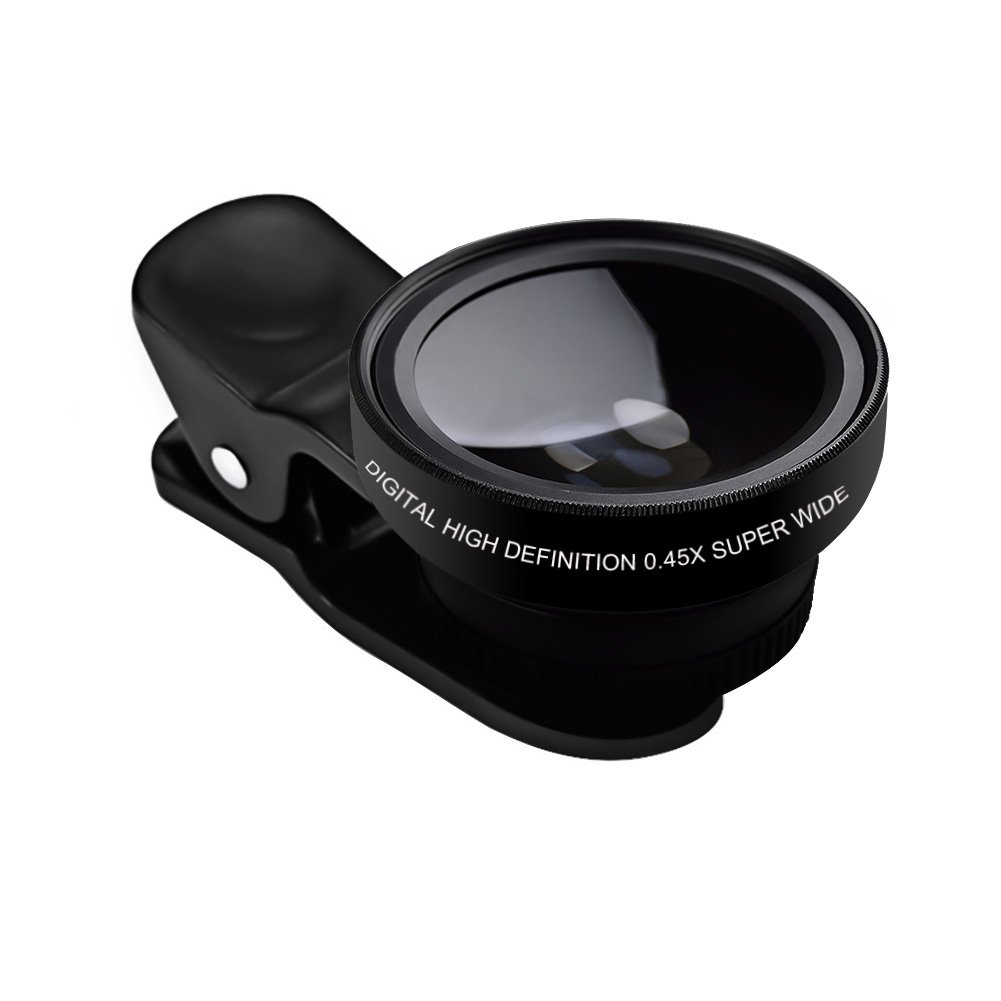 SEREE Wide Angle Macro Lens 0.45X 2-in-1 For Camcorder Camera Lens Kit Clip On Phone