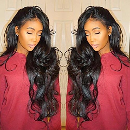 H&N Hair Brazilian Virgin Hair Full Lace Wigs Body Wave Human Hair Wigs For Black Women 130 % Density with Baby Hair Natural Color (16inch)