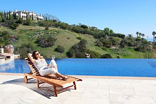 VIFAH V255 Outdoor Wood Single Chaise Lounge, Natural Wood Finish, 75 by 28 by 13-Inch - Thumbnail 6