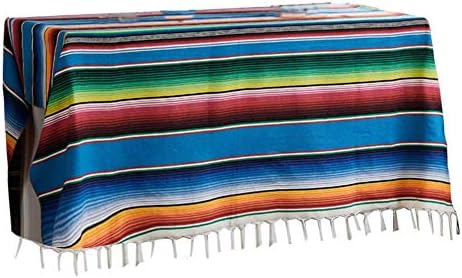 CARTEY Mexican Blanket Striped Tablecloth For Mexican Wedding Party Decorations, Yoga Blanket, Beach Blanket, Picnic Blanket Outdoor Table Cover Table Cloth
