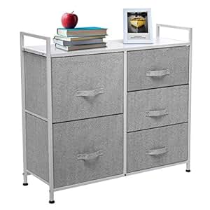 Amazon.com: KingSo Fabric 5 Drawer Dresser Storage Tower ...