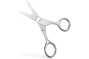 Small Scissors, Eyebrow Scissors, Nose Hair Scissors, Professional Grooming Scissors for Hair, Eyelashes, Nose, Eyebrow Trimming, Mustache. -AsonTao (Small scissors -Tip design)
