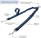 Kelivi Double Dog Lead Coupler 360° Swivel No Tangle Reflective 24in Blue view 3