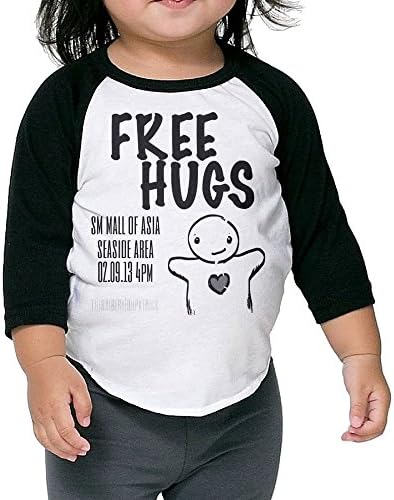 Toddler Cool FREE HUGS Black Size 4 Toddler 100% Cotton 3/4 Sleeve Athletic Baseball Raglan Tee Shirts