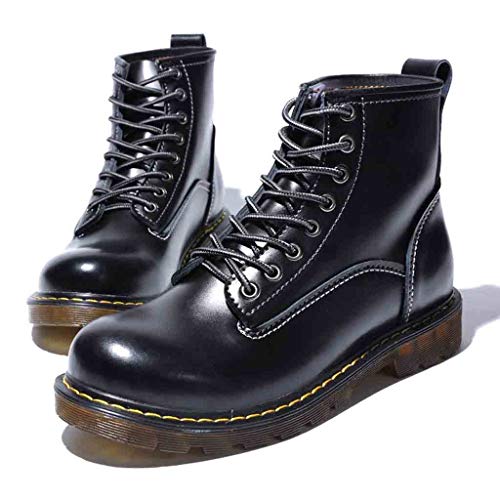kaifongfu Men Boots PU Leather Winter Waterproof Ankle Boots Shoes(Black,43)