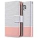 ULAK Galaxy S6 Case, Samsung Galaxy S6 Wallet Case, Wallet Flip Case PU Leather Case Shockproof Soft TPU Inner Bumper Slim Protective Card Slots Wrist Strap Cover- Minimal Stripes/Rose Gold