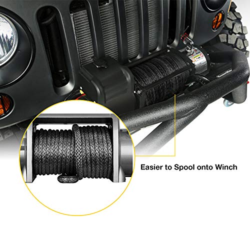 AUXMART Synthetic Winch Rope Winch Line Cable 20500LBs Protective Sleeve 95ft x 3/8" for ATV UTV SUV Truck Boat Ramsey - Thumbnail 4