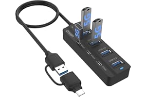 Onten USB C Hub,7 Ports USB 3.0 Hub with USB C to USB 3.0 Adapter,USB C Splitter with 3.2 ft Cable 4*USB3.0 Ports,3*USB C Ports for Thunderbolt3/4 MacBook Surface Pro and More USB/USB C Devices