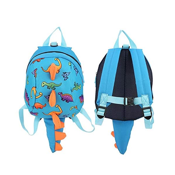 Zerodis Dinosaurier Rucksack Kinder Kinder Kleinkind Tasche Cartoon Rucksack Snack Lunchpaket Reiserucksack mit Sicherheitsgurt Leine für Vorschuljungen Mädchen(Blau) – Bild 5
