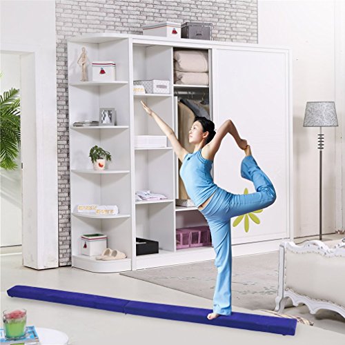 Water-chestnut Folding Gymnastics Training Balance Beam for Home Gym Training Exercise Sports (2.4m, Purple)