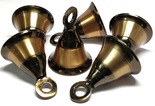 Pack of 6 Decorative Brass Bells Door Home Wedding Decor Polished Bells Nickel Champagne Gold Finish (Champagne Gold Finish) - Thumbnail 3