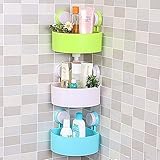 Orpio 3 Bathroom Kitchen Storage Organize Shelf Rack Triangle Shower Corner Caddy Basket with Wall Mounted Suction Cup (Multi Color)