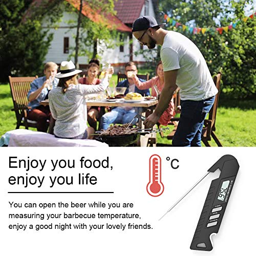 Instant Read Meat Thermometer, Upgrade Digital Meat Thermometer for Grilling with Bottle Opener, Waterproof Digital Food Thermometer with Backlight LCD, Super Fast 2-3s Digital Cooking Thermometer