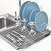SANNO Roll-Up Dish Drying Rack Multipurpose Over The Sink Dish Rack with Lid Organizer, Plate Rack Lid Holder,Fruits and Vegetable Drainer Rack - Silicone Covered Stainless Steel
