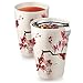Tea Forte KATI Contemporary Insulated Ceramic Single Cup Tea Brewing System with Stainless Steel Infuser Basket and Lid, Cherry Blossoms