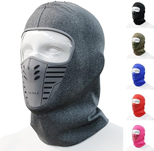 Cevillo Balaclava Face Mask | Windproof and Dustproof Ski Mask Hoodie Style | Skiing and Outdoor Sports | Polyester Cotton Headwear | Men and Women (Grey)